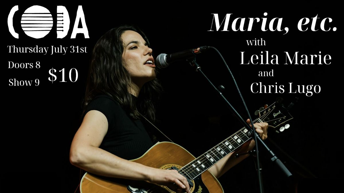 Maria, etc. | Leila Marie | Chris Lugo at Coda, 31 July | Event in Cleveland | AllEvents
