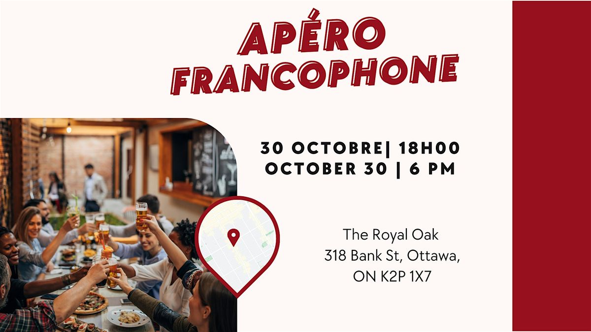 APÉRO FRANCOPHONE, 30 October | Event in Ottawa | AllEvents