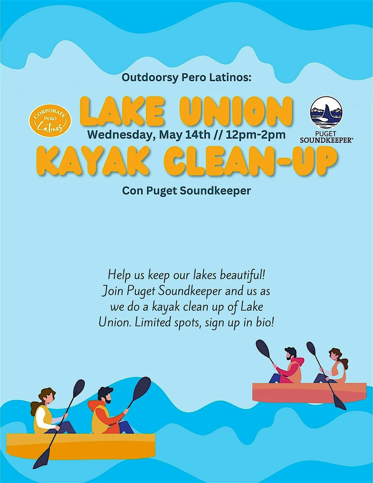 Outdoorsy Pero Latinos: Lake Union Kayak Cleanup, 14 May | Event in Seattle | AllEvents