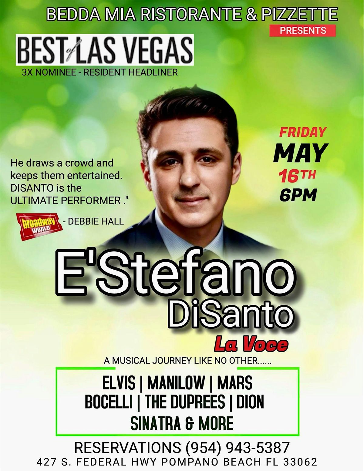 E’Stefano DiSanto, 16 May | Event in Pompano Beach | AllEvents