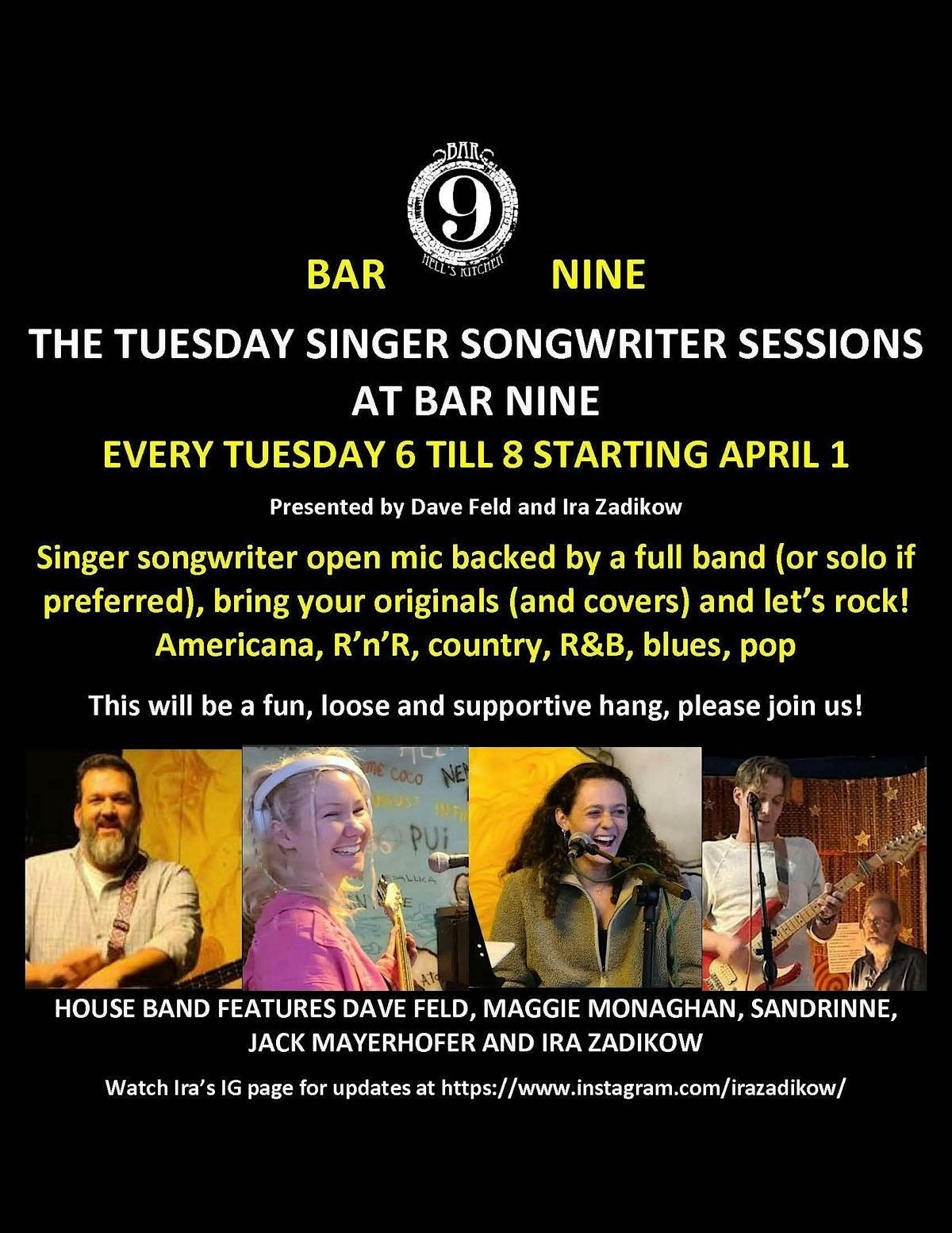 THE TUESDAY SINGER SONGWRITER SESSIONS AT BAR NINE | Event in New York | AllEvents