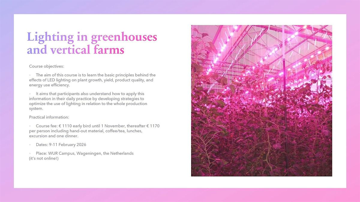 Lighting course, 9 February | Event in Wageningen | AllEvents