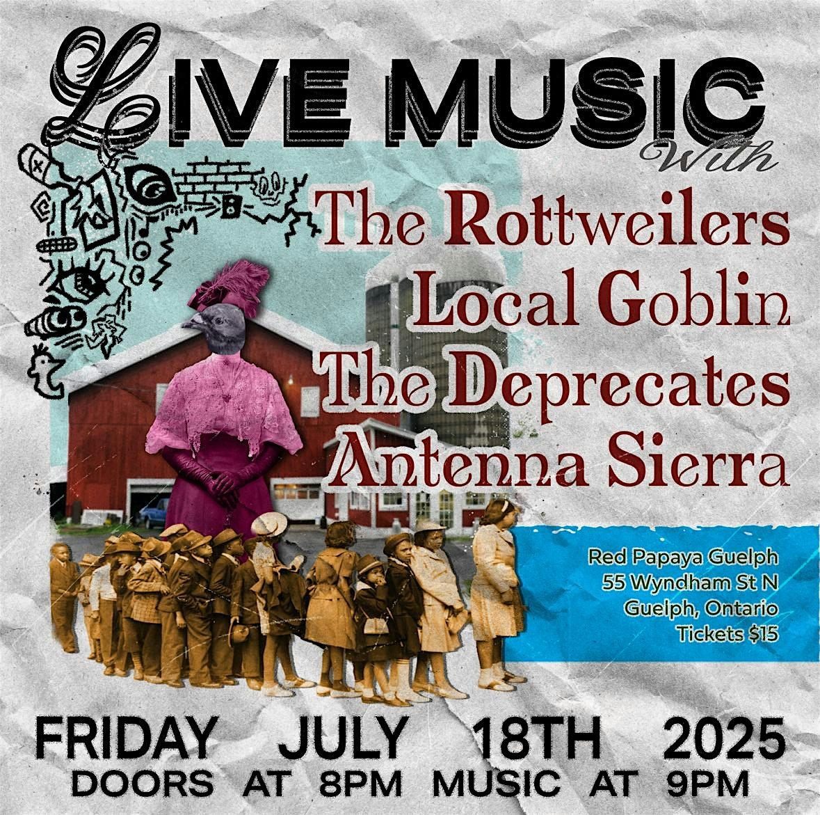 The Rottweilers, Local Goblin, The Deprecates and Antenna Sierra in Guelph, 18 July | Event in Guelph | AllEvents