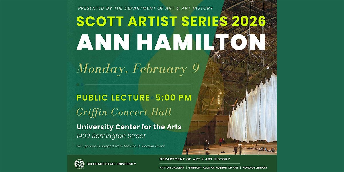 Ann Hamilton: Public Lecture (Scott Artist Series 2026), 9 February | Event in Fort Collins | AllEvents