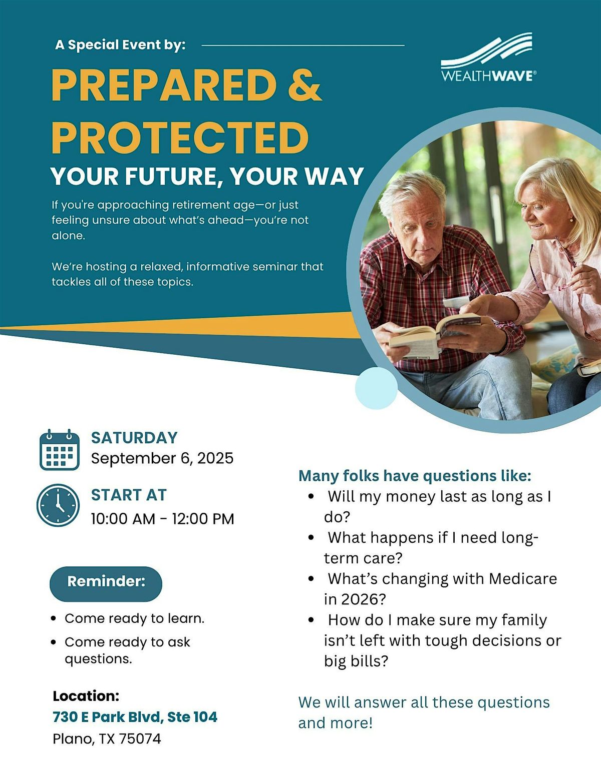 Prepared and Protected: Your Future, Your Way, 6 September | Event in Plano | AllEvents