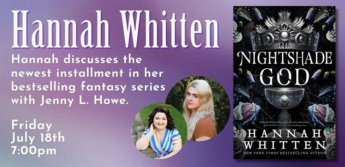 Hannah Whitten with Jenny L. Howe, 18 July | Event in Plainville | AllEvents