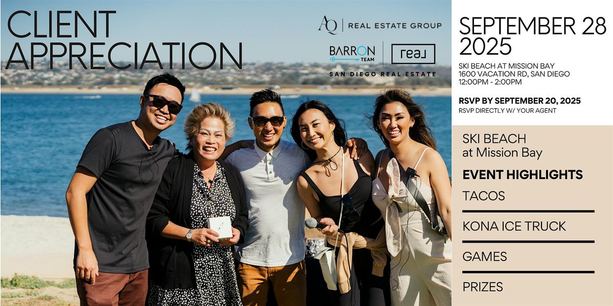 Client Appreciation Event  | AQ Real Estate Group, 28 September | Event in San Diego | AllEvents