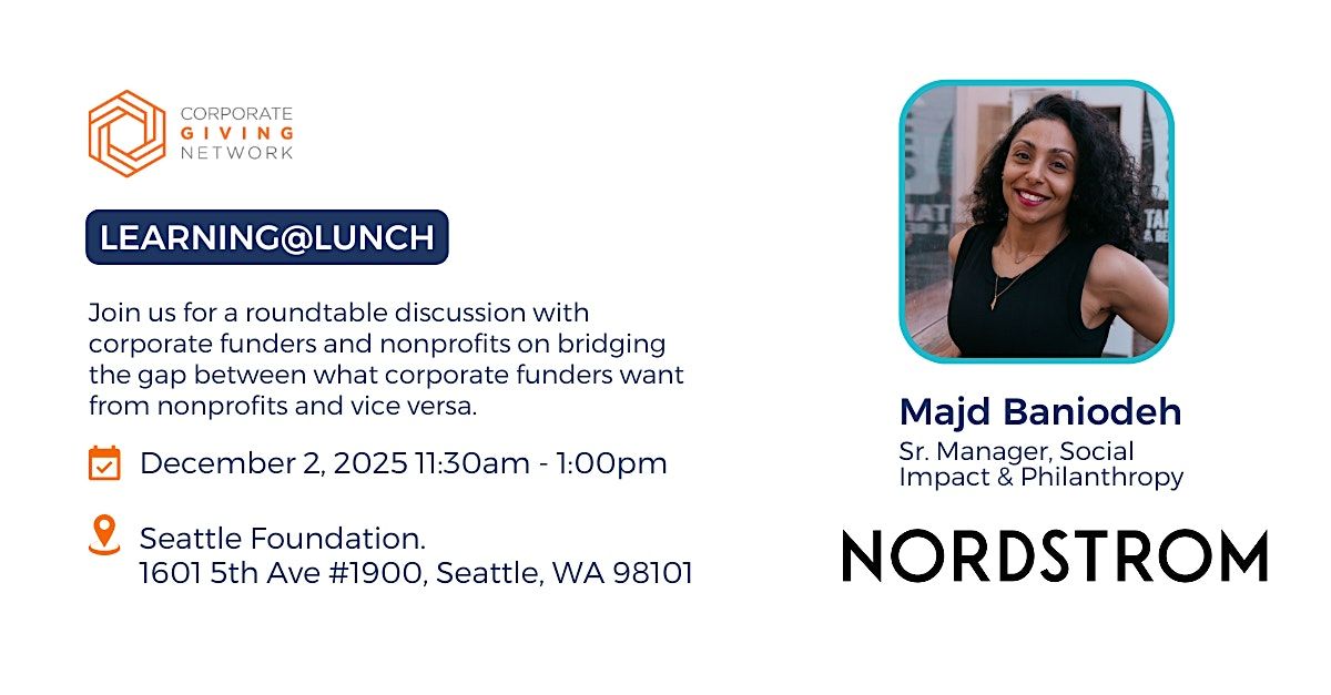 Learning@Lunch - roundtable chat with corporate funders, 2 December | Event in Seattle | AllEvents