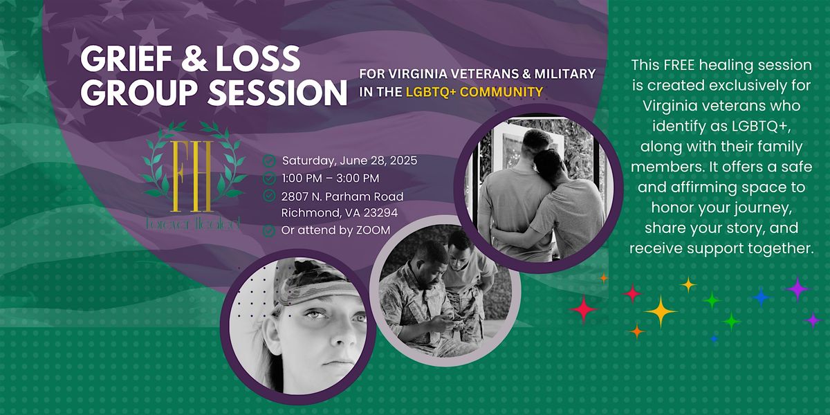 LGBTQ+ Veteran Community - Grief  Group Session  (In-Person or Virtual), 28 June | Event in Richmond | AllEvents