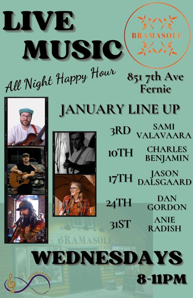 Live Music Wednesdays & All Night Happy Hour music starts 8pm