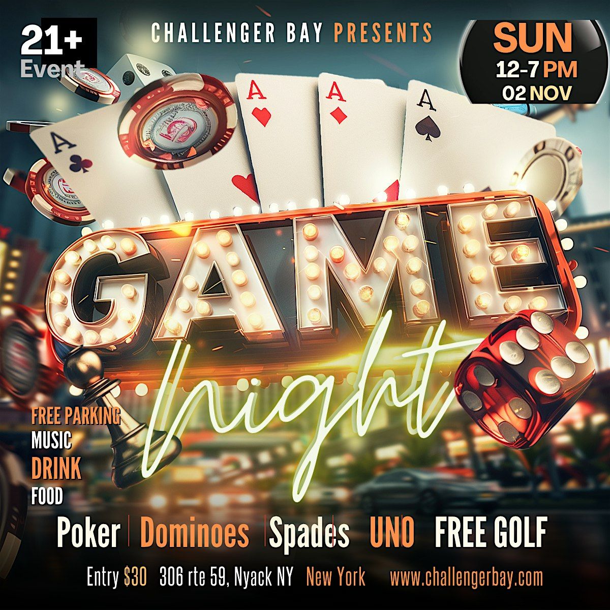 Game Night at Challenger Bay — Where Fun Meets Competition, 2 November | Event in Nyack | AllEvents