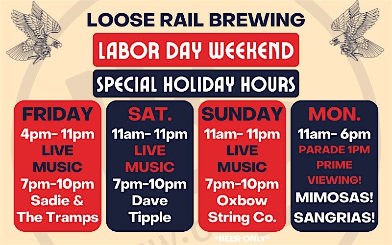 Labor Day Weekend! Special extended hours, live music, brunchy vibes!, 29 August | Event in Canal Winchester