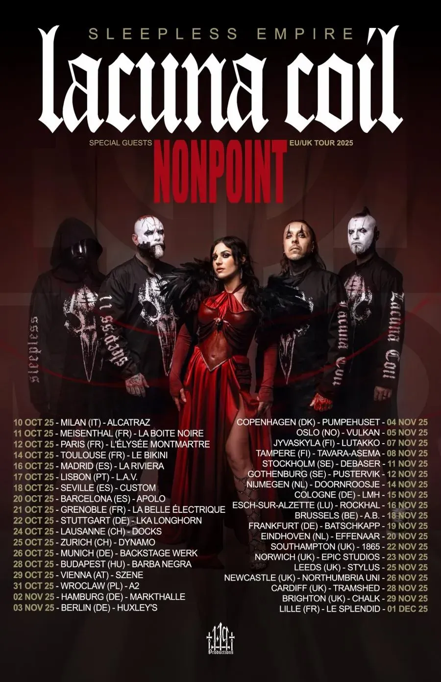 Lacuna Coil at Roxian Theatre, 18 May | Event in Mc Kees Rocks | AllEvents