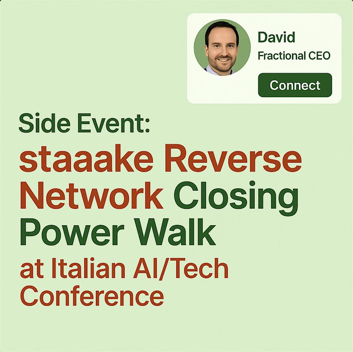 staaake Reverse Network Closing Power Walk at Italian AI/ Tech Conference, 3 October | Event in Torino | AllEvents