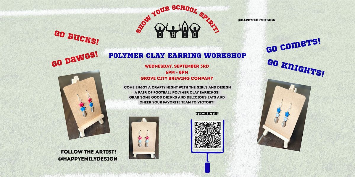 Football Polymer Clay Earring Workshop with Happy Emily Design, 3 September | Event in Grove City | AllEvents