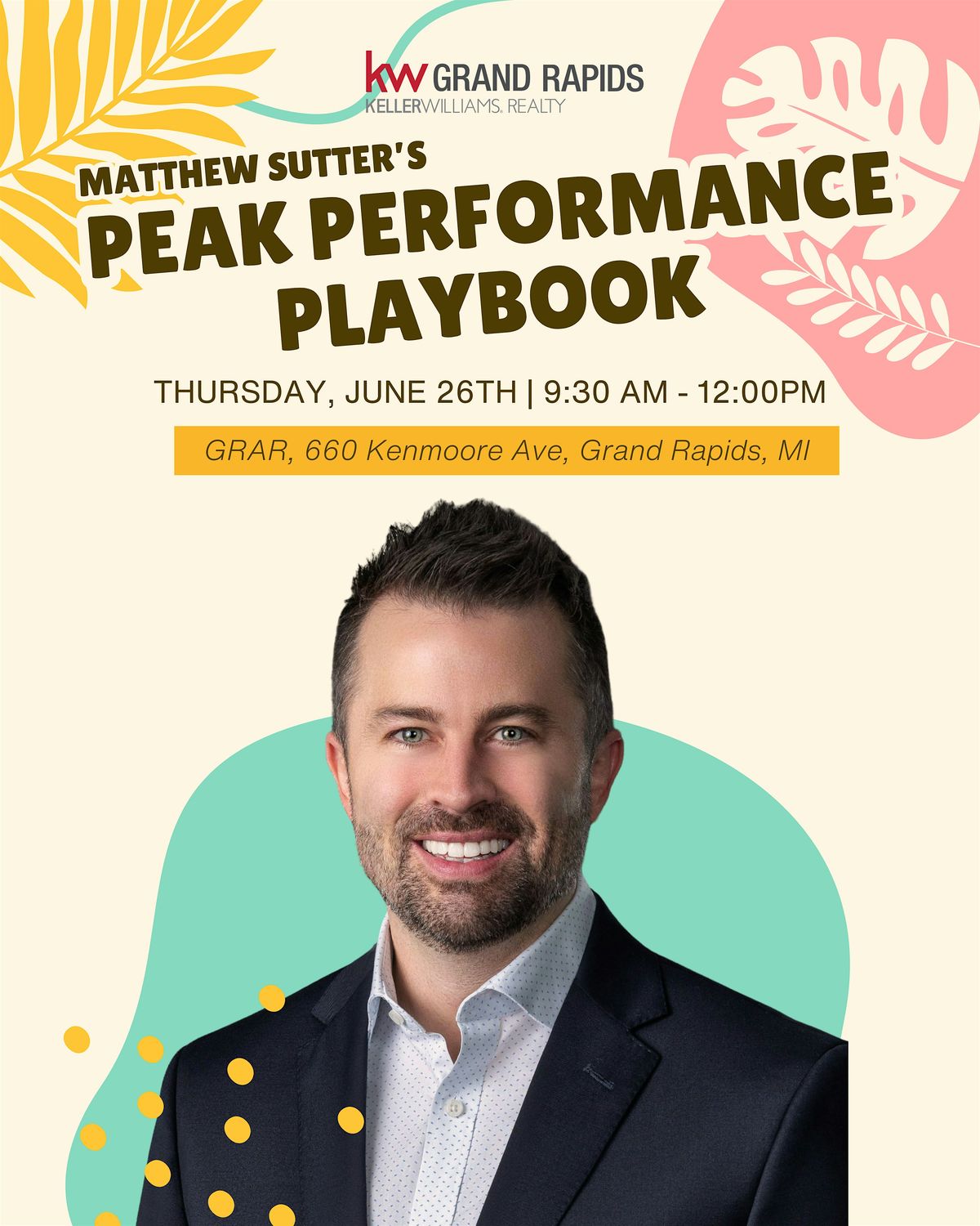 Matthew Sutter: Peak Performance Playbook, 26 June | Event in Grand Rapids | AllEvents