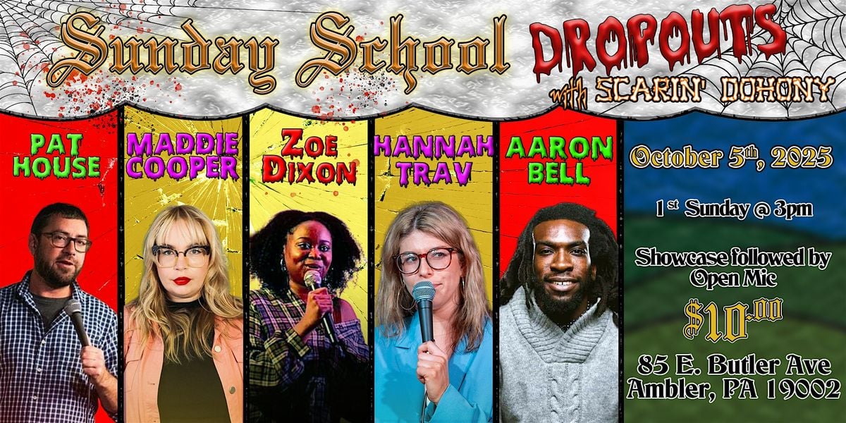 Sunday School Dropouts- A Standup Showcase hosted by Erin Dohony, 5 October | Event in Ambler | AllEvents