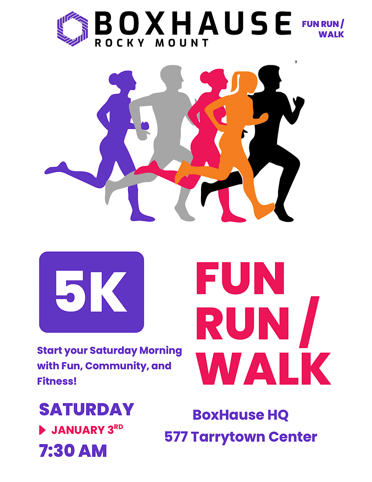 January BoxHause Monthly 5k Fun Run/Walk at HQ, 3 January | Event in Rocky Mount | AllEvents