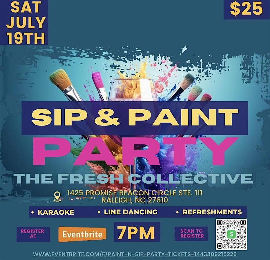Paint N Sip Party, 19 July | Event in Raleigh | AllEvents