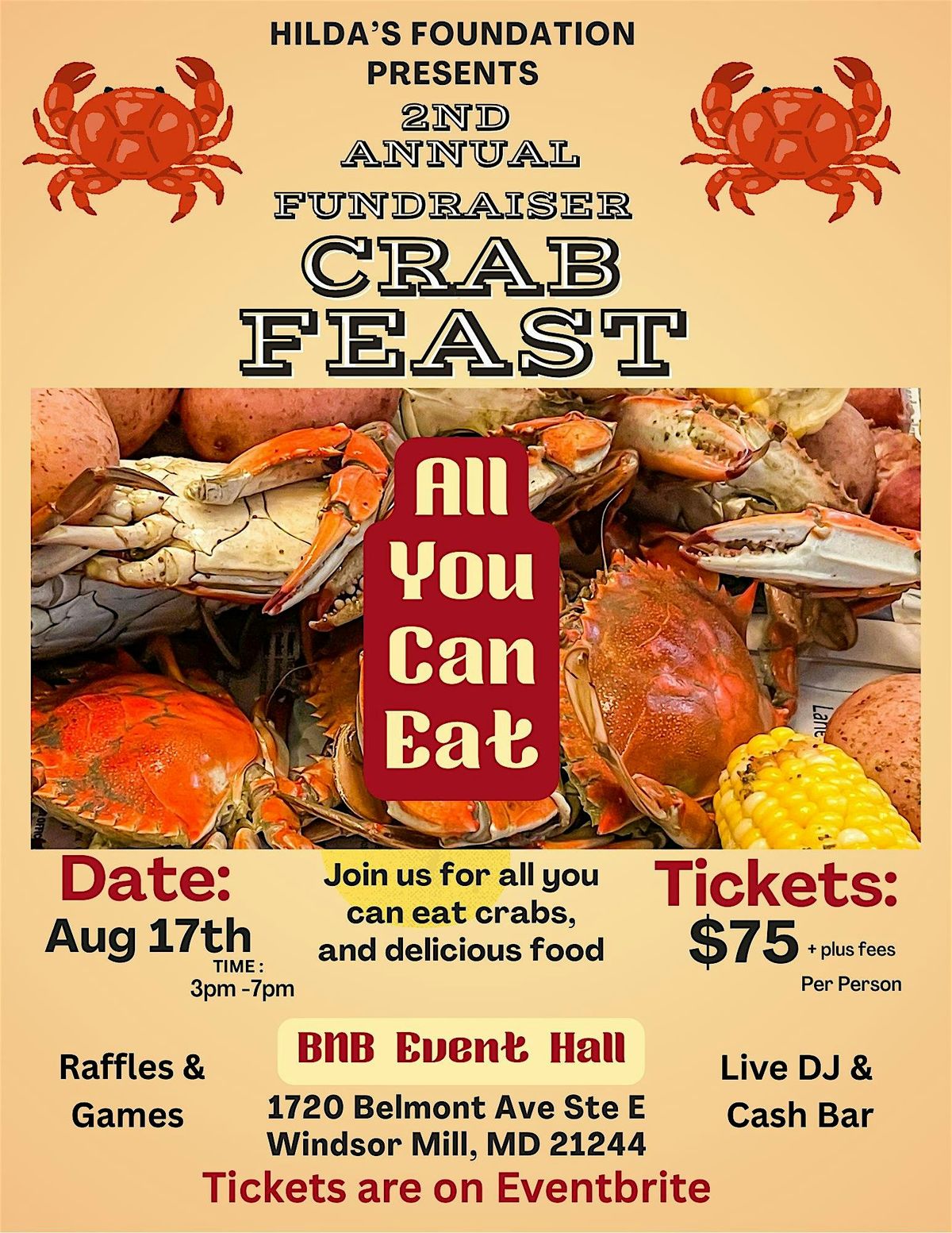 Hilda’s Foundation 2nd Annual Fundraiser Crab Feast, 17 August | Event in Woodlawn | AllEvents