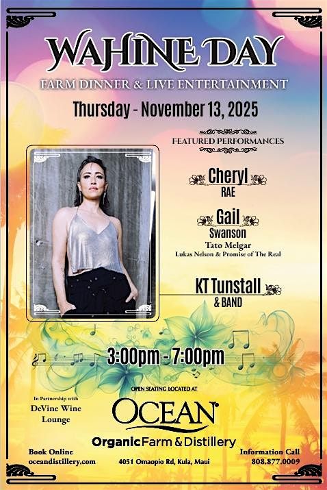 KT Tunstall: Wahine Day at Ocean Organic Farm and Distillery, 13 November | Event in Kula | AllEvents