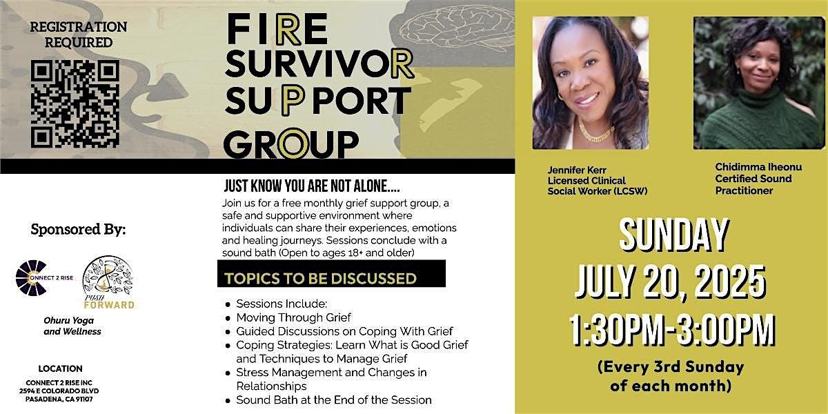 Fire Survivor Support Group  & Sound Bath, 20 July | Event in Pasadena | AllEvents