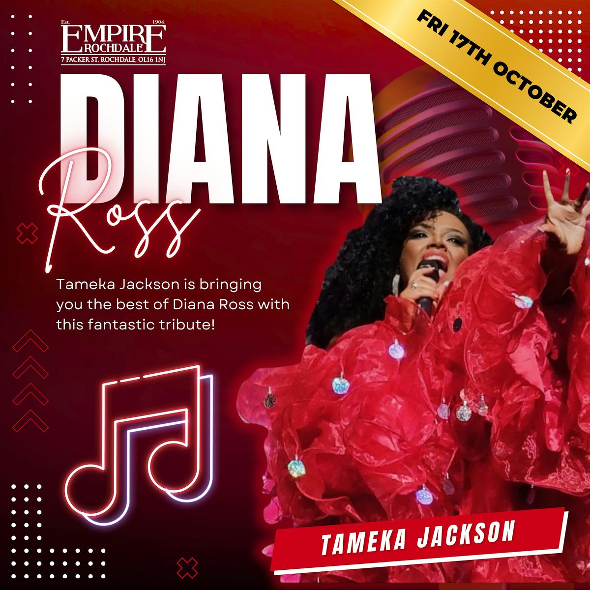 Tameka Jackson as Diana Ross, 17 October | Event in Rochdale | AllEvents