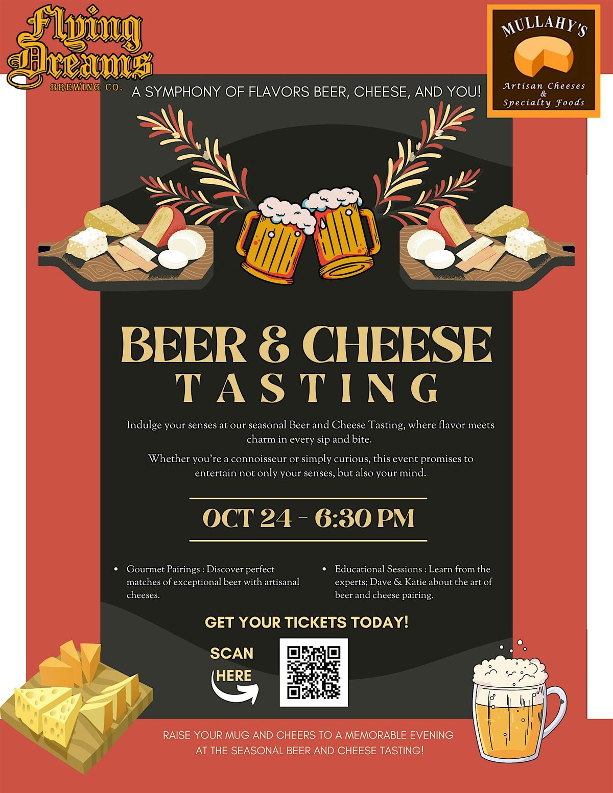 Flying Dreams & Mullahy's Fall 2025 Beer & Cheese Tasting, 24 October | Event in Marlborough | AllEvents
