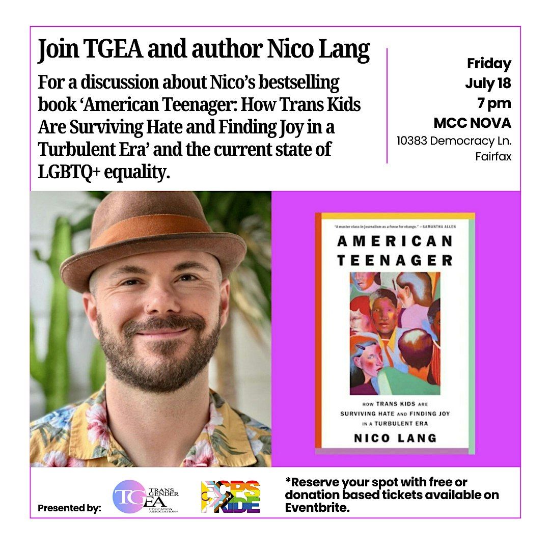 A Conversation with Bestselling Author Nico Lang, 18 July | Event in Fairfax | AllEvents