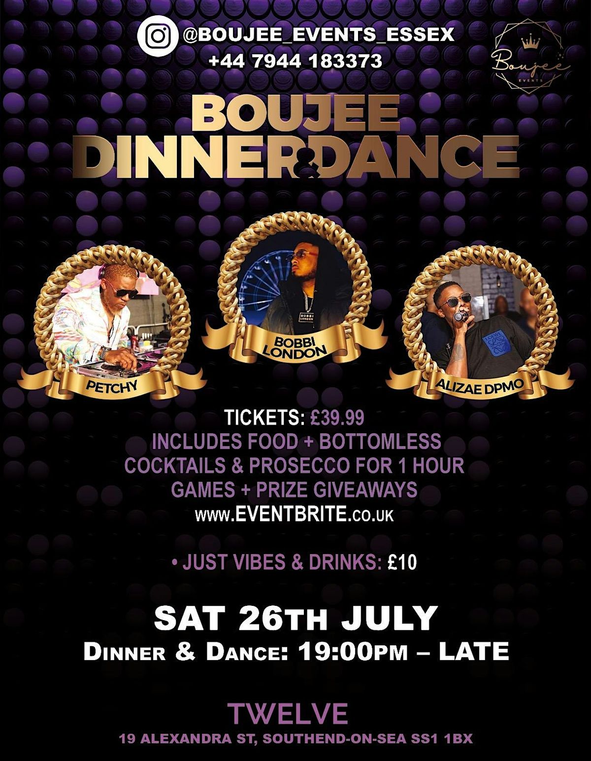 Boujee Dinner&Dance, 26 July | Event in Southend-on-Sea | AllEvents