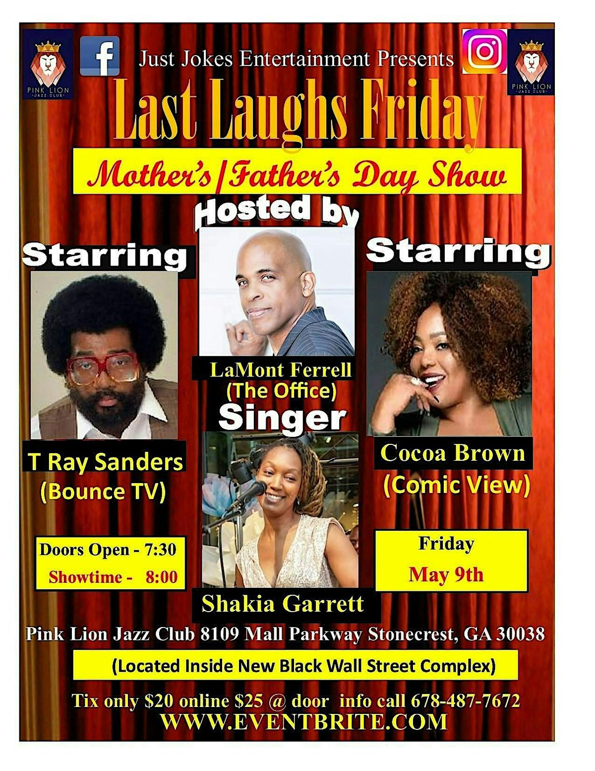 Last Laughs Friday Mother's/Father's Day Show, 9 May | Event in Stonecrest | AllEvents