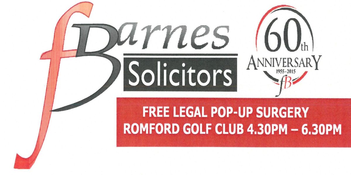 Free Legal Pop Up Sessions By F Barnes Solicitors At Romford Golf