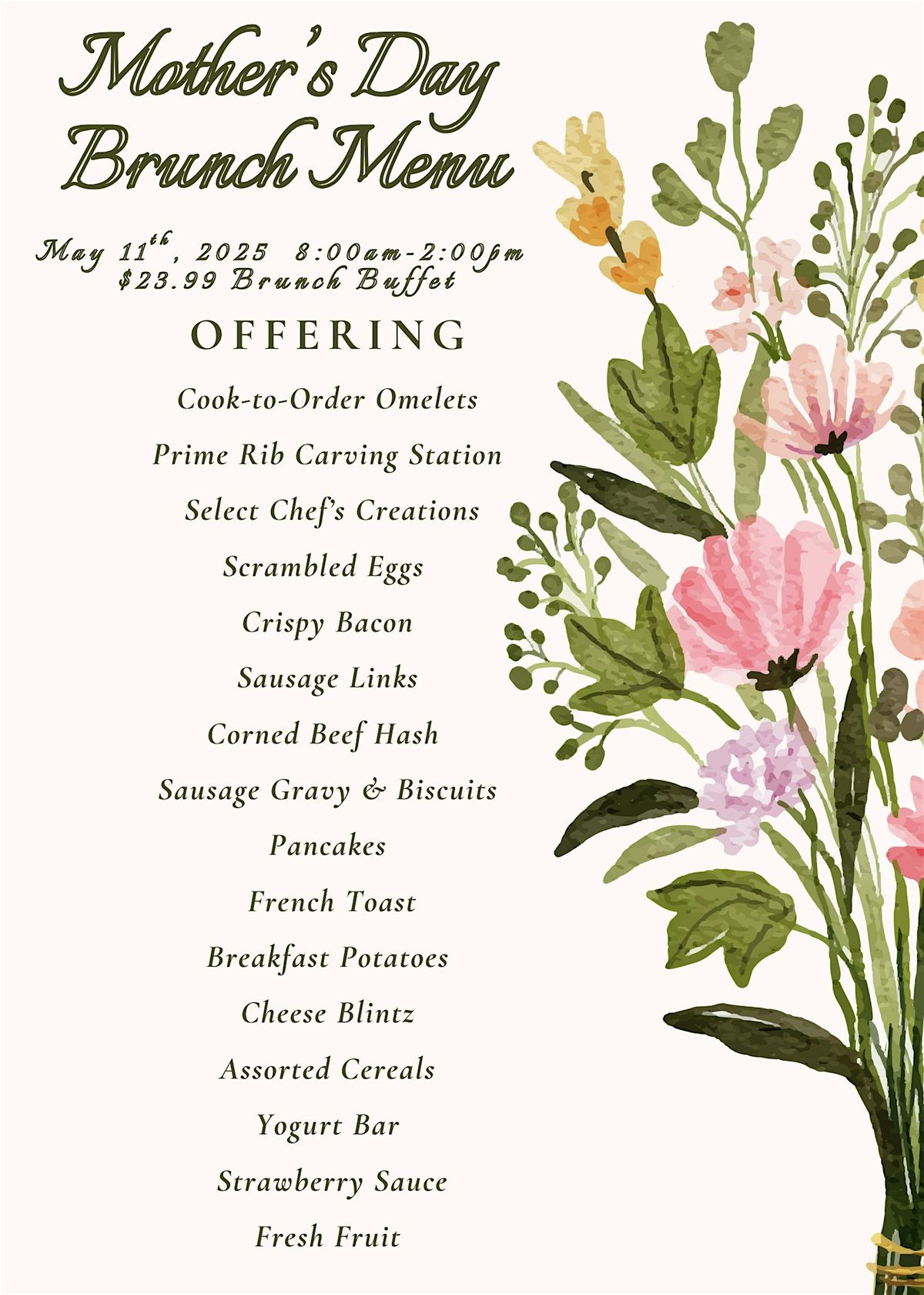 Mother's Day Brunch Buffet, 11 May | Event in Arlington | AllEvents
