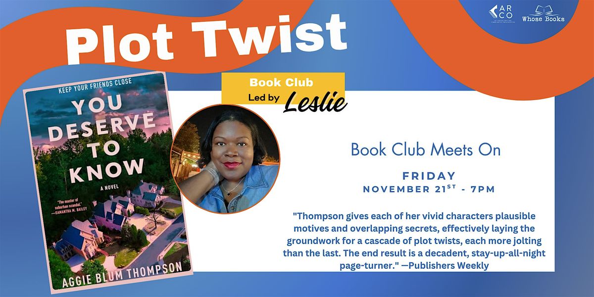 Plot Twist Book Club, 21 November | Event in Dallas | AllEvents