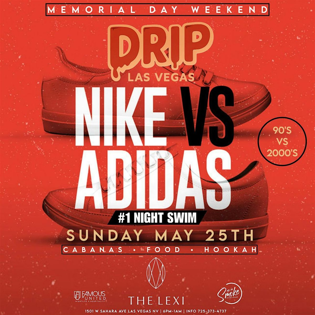 BIGGEST MEMORIAL DAY WEEKEND NIGHT SWIM POOL PARTY: NIKE VS ADDIAS EDITION, 25 May | Event in Las Vegas | AllEvents