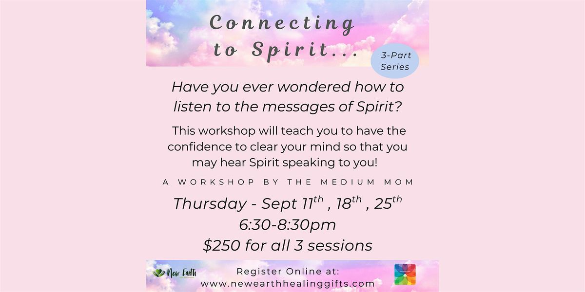 3-Part Series: Connecting to Spirit Workshop, 11 September | Event in Manasquan | AllEvents