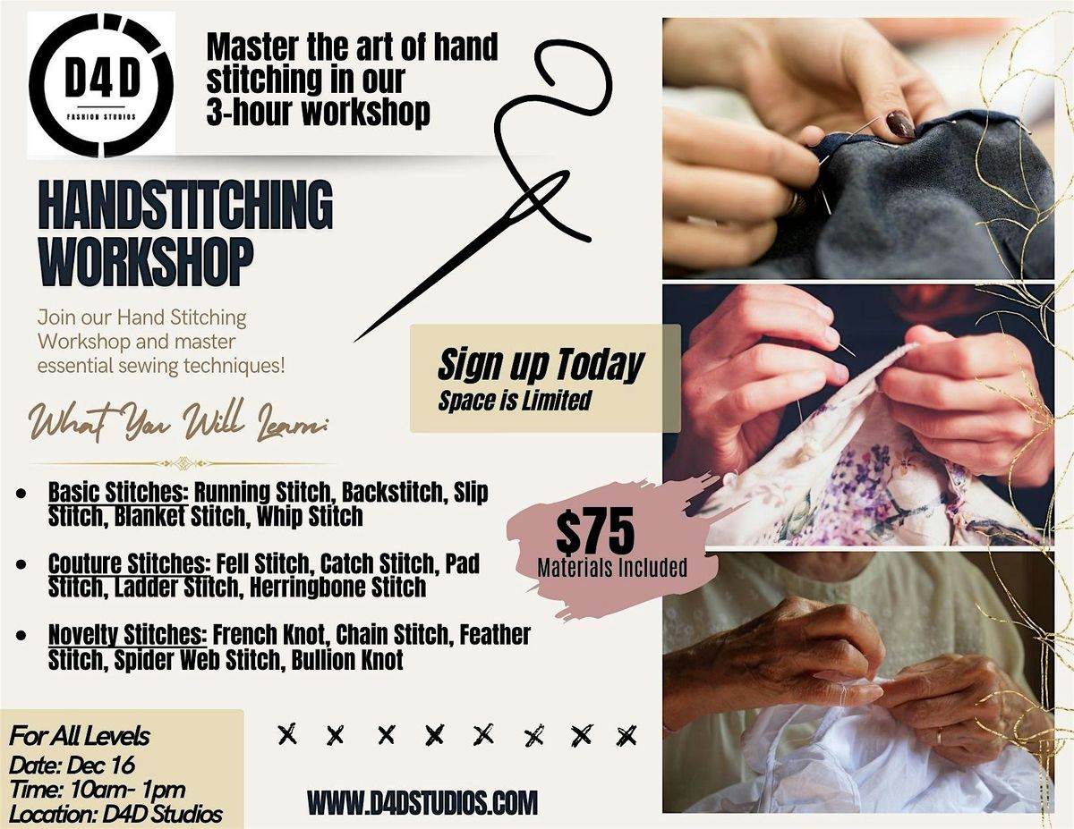 Master the Art of Hand Stitching: A Beginner-Friendly Workshop, D4D ...