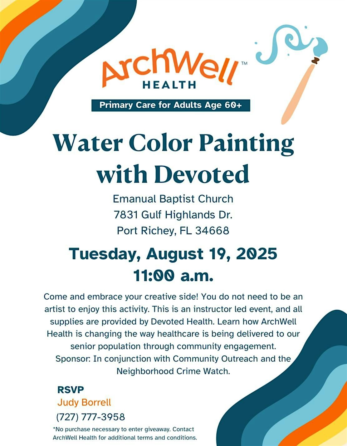 Water Color Painting for Seniors, 19 August | Event in Port Richey | AllEvents
