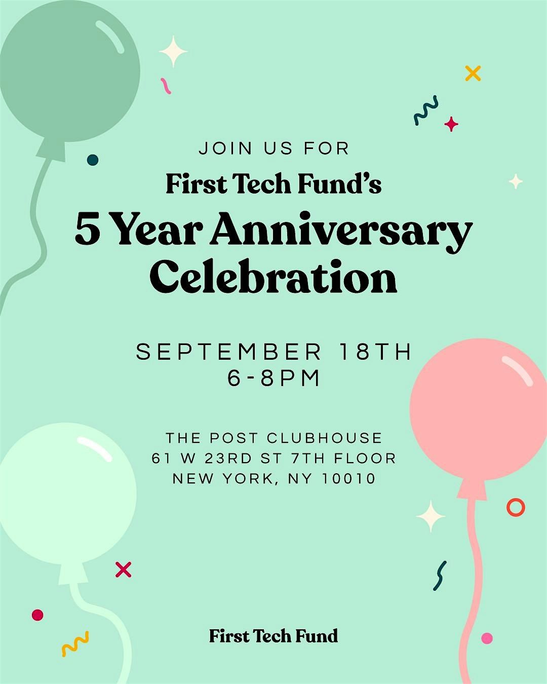 First Tech Fund’s 5 Year Celebration, 18 September | Event in New York | AllEvents