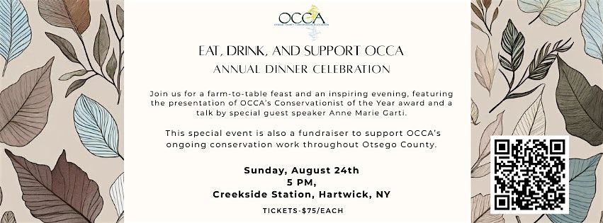 OCCA's Annual Dinner, 24 August | Event in Hartwick | AllEvents