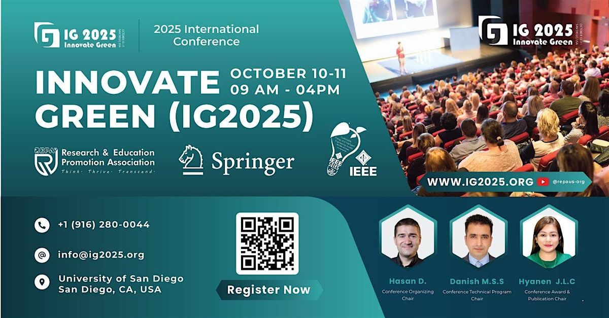 2025 International Conference on Innovate Green (IG2025), 10 October | Event in San Diego | AllEvents