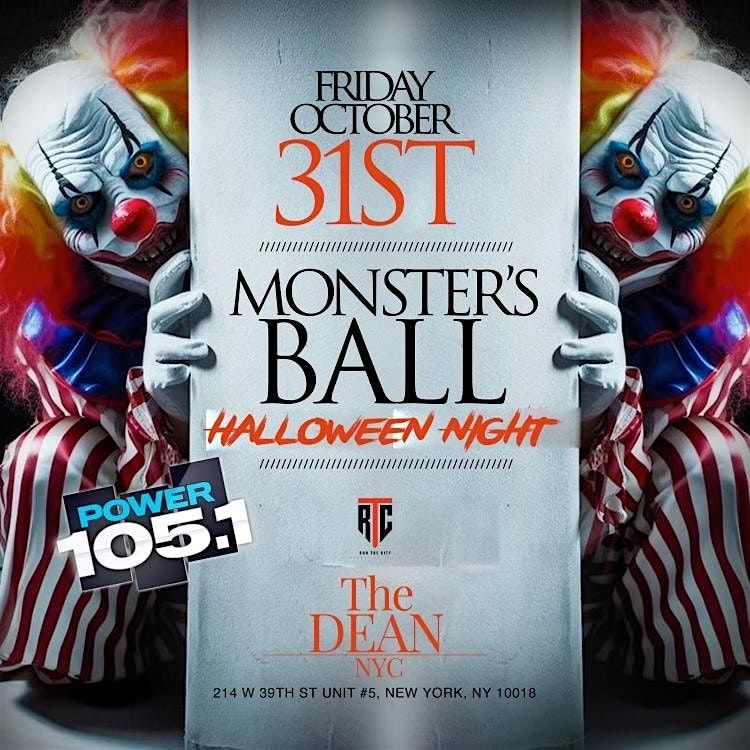 Monsters Ball Halloween Party at The Dean : Everyone Free entry with RSVP, 31 October | Event in New York