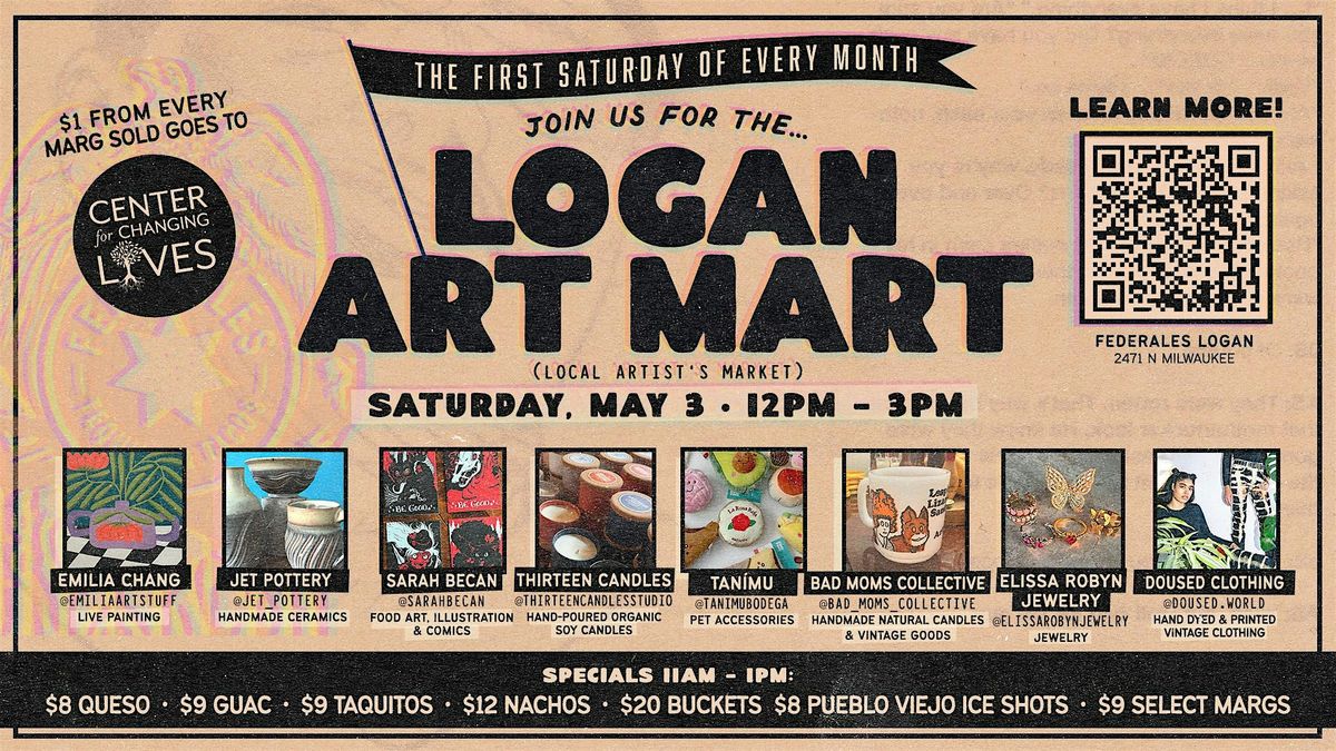 Logan Art Mart at Federales in Logan Square, 7 June | Event in Chicago | AllEvents