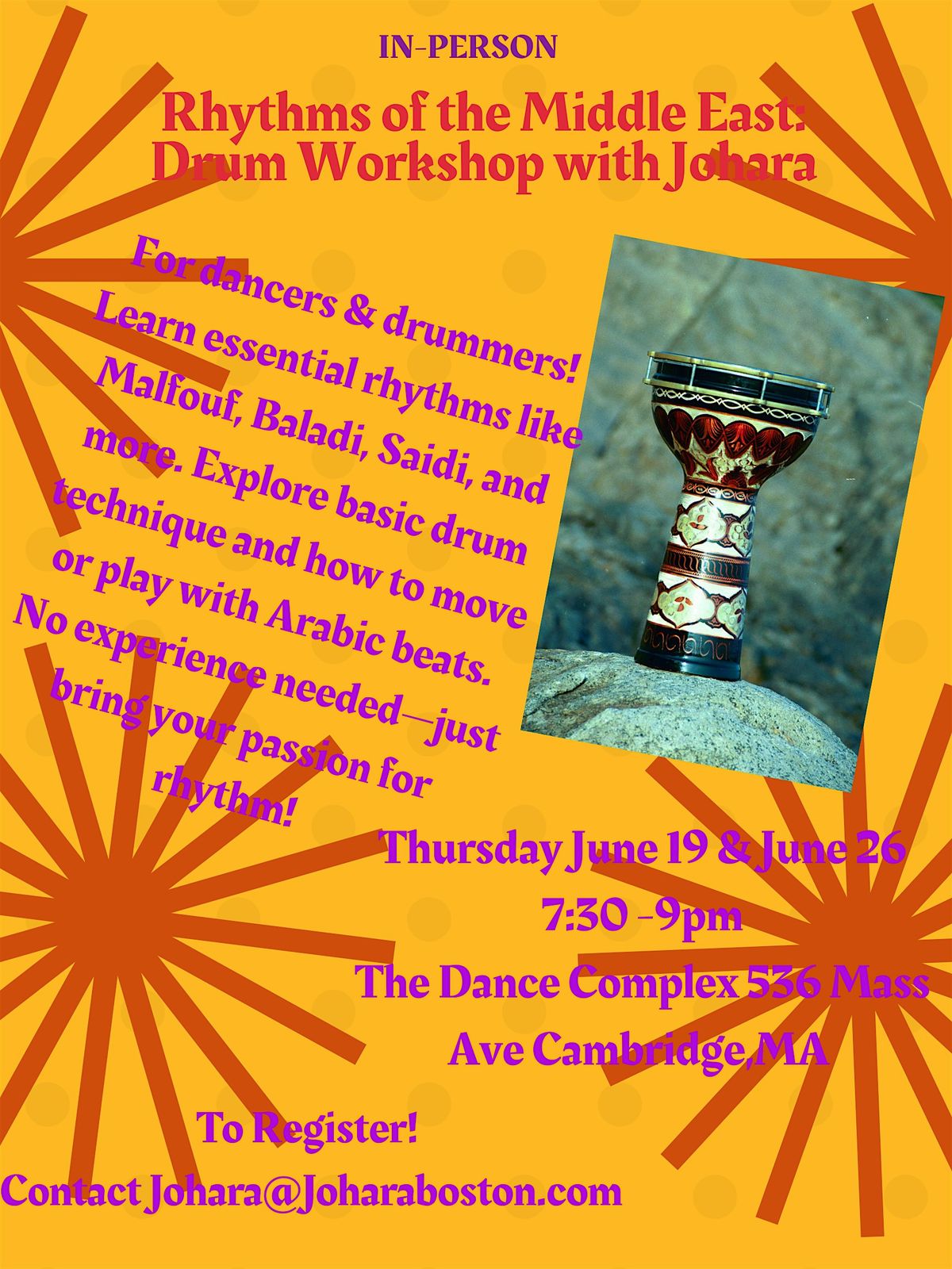 Rhythms of the Middle and Near East - Drum Workshop with Johara, 26 June | Event in Cambridge | AllEvents