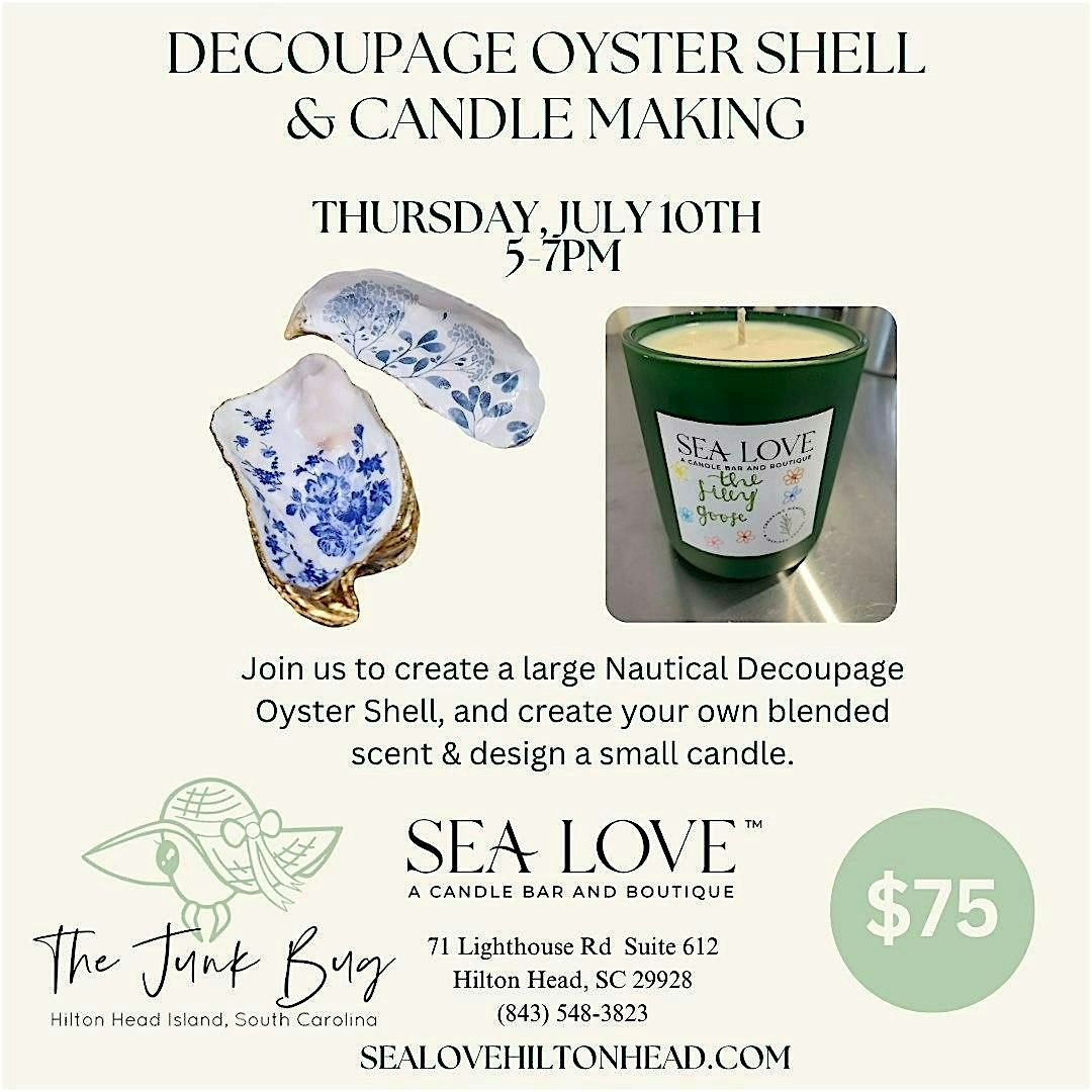 Decoupage Oyster Shell and Candle Making, 10 July | Event in Hilton Head Island | AllEvents