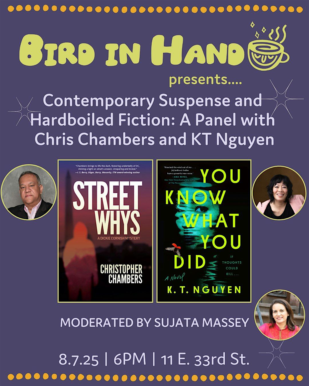 Contemporary Suspense and Hardboiled Fiction: Chris Chambers and KT Nguyen, 7 August | Event in Baltimore