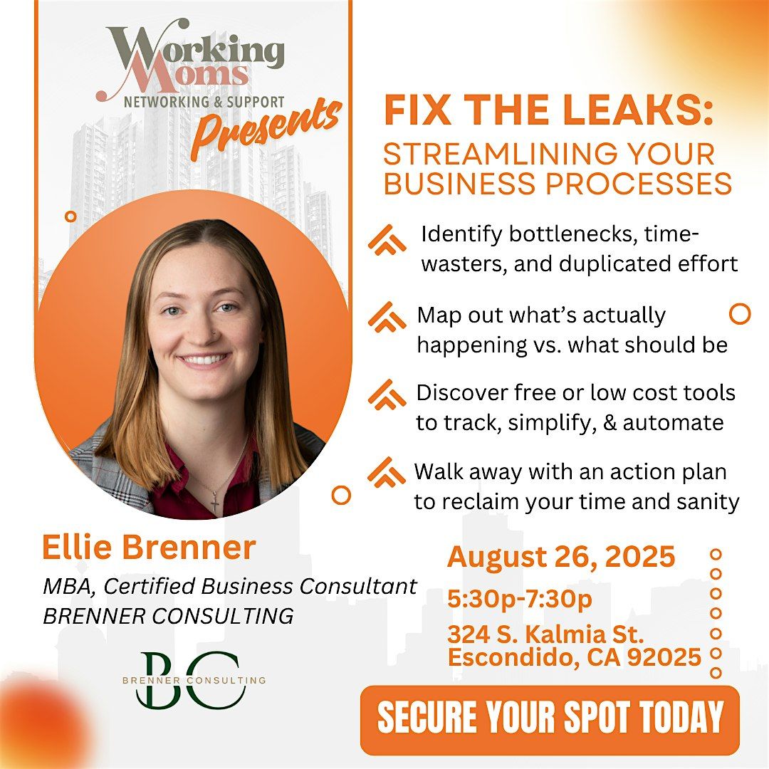 Fix The Leaks: Streamlining Your Business Processes, 26 August | Event in Escondido | AllEvents
