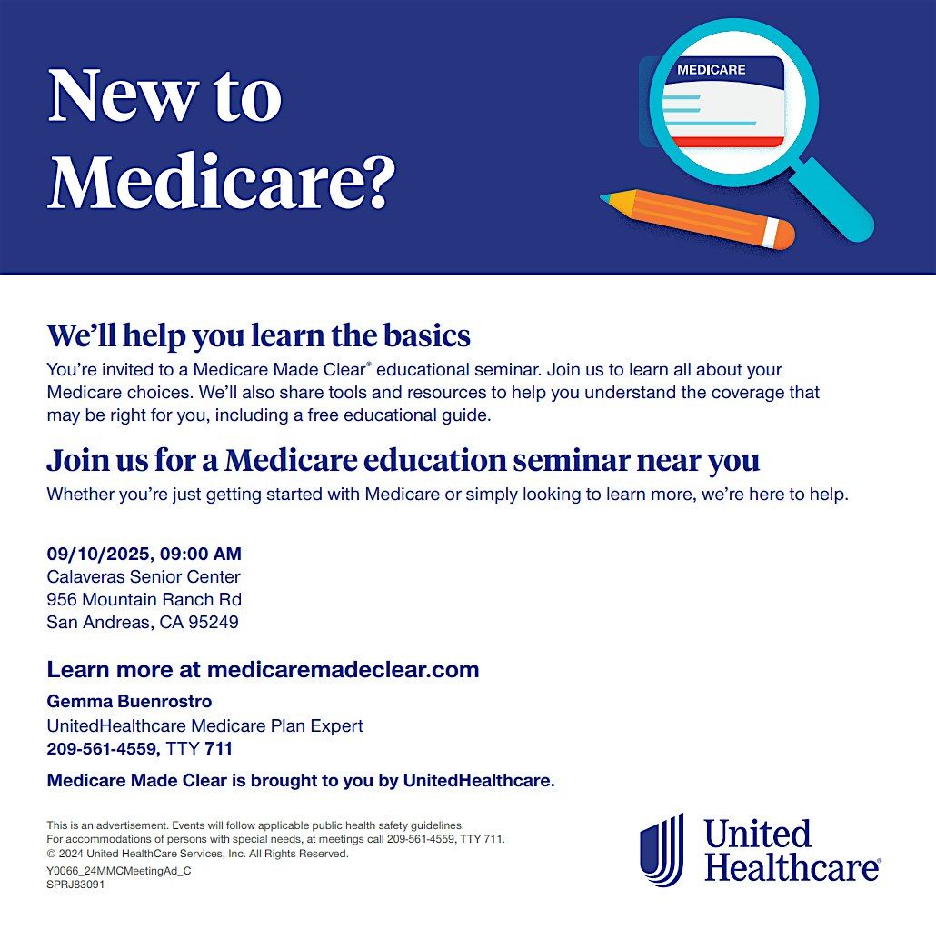 New to Medicare Seminar, 10 September | Event in San Andreas | AllEvents