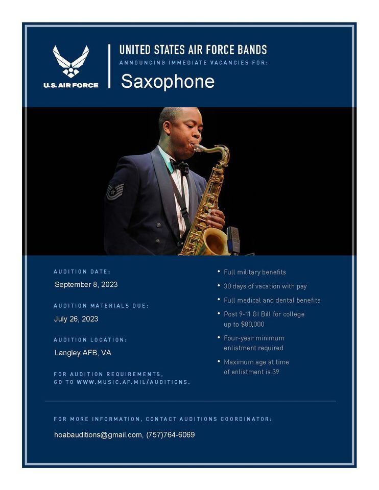 Saxophone Audition, Joint Base LangleyEustis, Newport News, 8