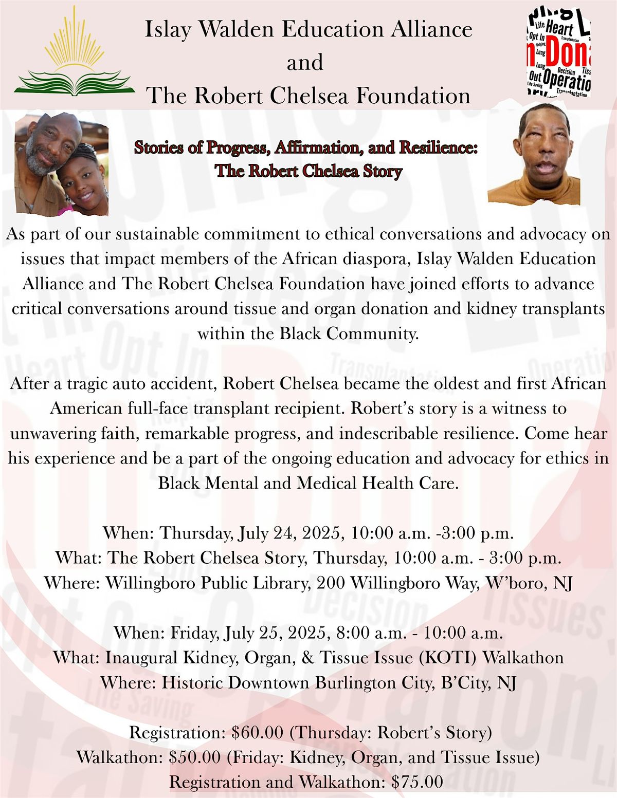 Stories of Progress, Affirmation, and Resilience (SPAR): The Robert Chelsea, 24 July | Event in Willingboro